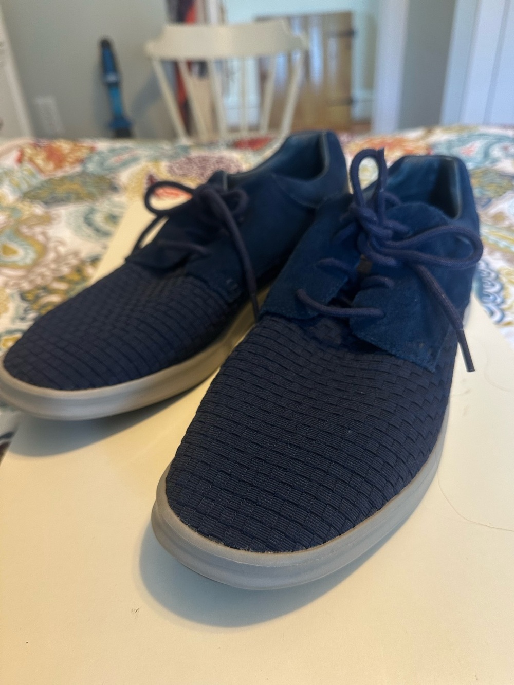 UGG Treadlite Men’s Blue Fabric & Suede Lace Up Shoes Sz 11